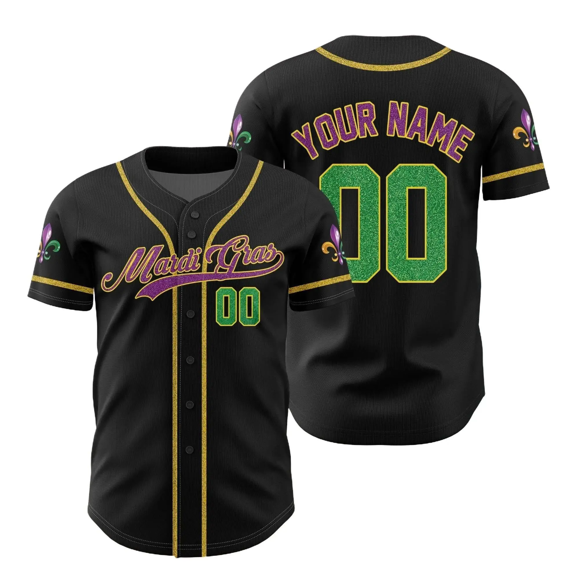 Personalized Mardi Gras Baseball Jersey, Custom Name and Number Baseball Jersey, Mardi Gras Carnival Jersey, Gift for Family Matching