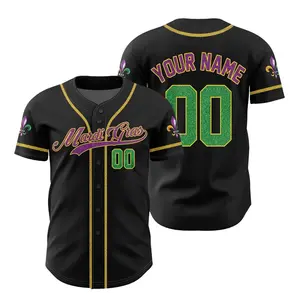 Personalized Mardi Gras Baseball Jersey, Custom Name and Number Baseball Jersey, Mardi Gras Carnival Jersey, Gift for Family Matching