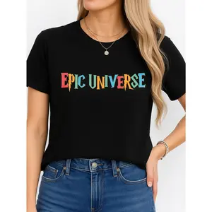 Epic Universe T Shirt Black Casual Wear Personalized Unisex Women's Top Summer Comfortable Breathable Short Sleeve Tee Suitable For All Outfits Made In Usa