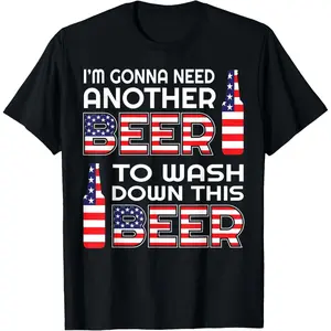 Funny Beer Drinking USA Flag 4th of July T-Shirt
