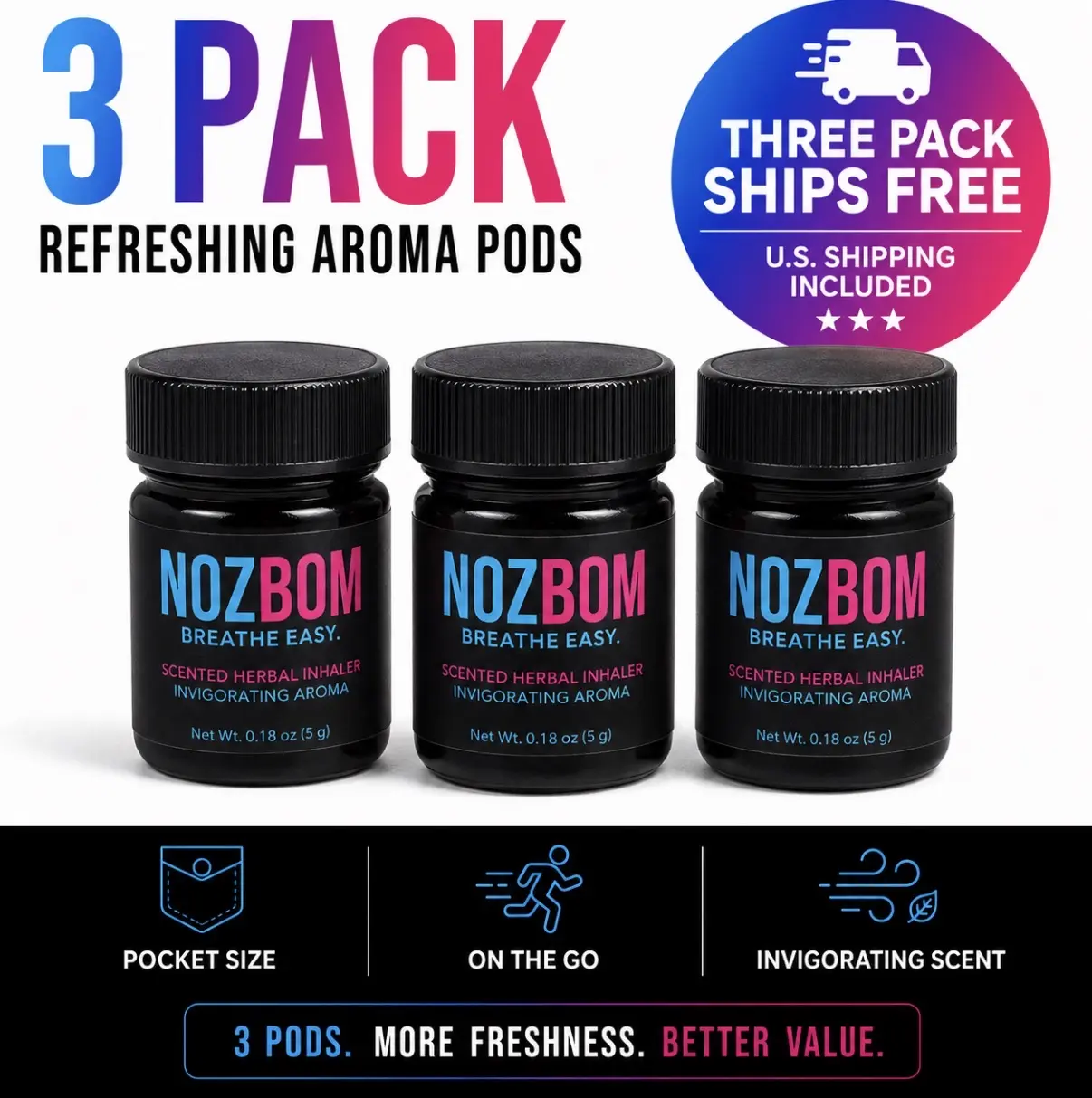 NOZBOM Refreshing Aroma Pod (Pre-Order) Thai-Inspired Personal Aroma Inhaler