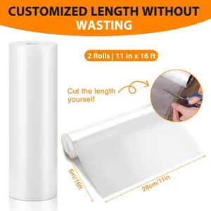 Vacuum Sealer Rolls Bags, Vacuum Seal Bags for Airtight Food Storage,  Vacuum Bags for Vacuum Sealer Machines, 2 Rolls 11" x 16ft Custom Length