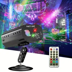 LED party lights with remote control, USB power, voice control, 16 effects, not portable, laser aluminum structure, suitable for dance, DJ, disco venues, KTV bars, Christmas.