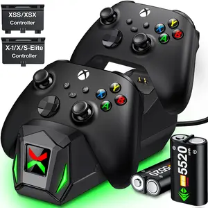 for Xbox One Controller Charger Station, Dual Charging with 2x2250mah Batteries, Includes 4 Battery Covers, Ideal for Series X|s Controllers