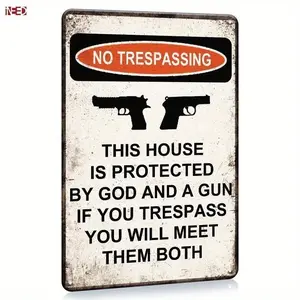 No Trespassing Sign, Rust-Proof Rainproof Wall Marker, Home Garden Courtyard Farmhouse Decor, Decoration Supplies