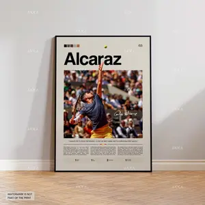 Carlos Alcaraz Poster, Alcaraz Tennis Decor, Framed Alcaraz Print, Tennis Icon Wall Decor, Tennis Fan Gift Idea, Sport Poster Decor