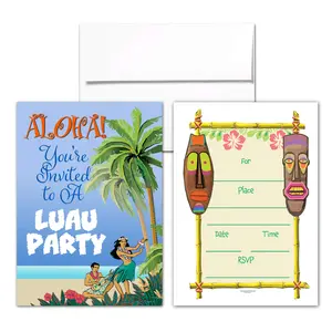 Stonehouse Collection | Luau Party Invitations | Tiki Hawaiian Party Invites with Envelopes | Beach Themed Invitations | Kids, Adults, Birthdays