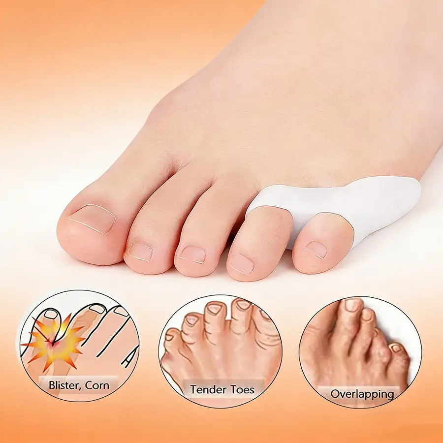 2Pcs Gel Pinky Toe Spacers, Toe Separator Protectors for Callus and Blister Management, Nail Care, Foot Care Product
