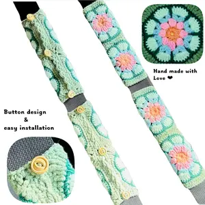 Handmade Crochet Car Seat Belt Covers Set, Car Interior Accessory, Interior Decoration Accessories for Cars, Stylish Vehicle Decor Items, Fun Car Accessories