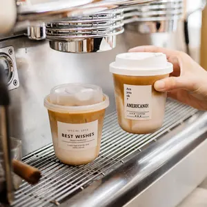 Disposable PET Clear Plastic Cups, 90mm U-Shaped Iced Coffee Cups for Milk Tea, Boba, Smoothies and Cold Drinks, Takeaway Beverage Cups for Home, Cafe and Restaurant Use