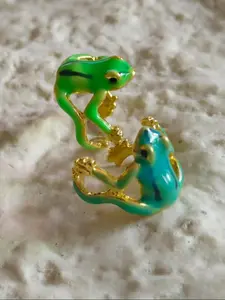 2 Pcs Lucky Leap Frog Jewelry Open Ring-symbol Of Energy and Good Fortune for Couples Or Friendship, Trendy All-match & Exquisite Jewelry for Birthday Gift