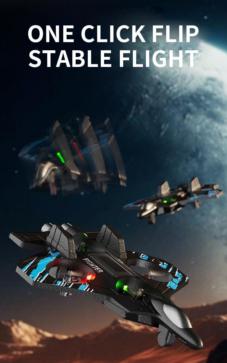 RC Stunt Fighter Jet Toy for Kids with 360° Flips & LED Lights | Colorful LED Lights, Easy RC Drone Toy for Beginners.Easy to Fly Kids Drone,Vertical takeoff and landing.Christmas gift.