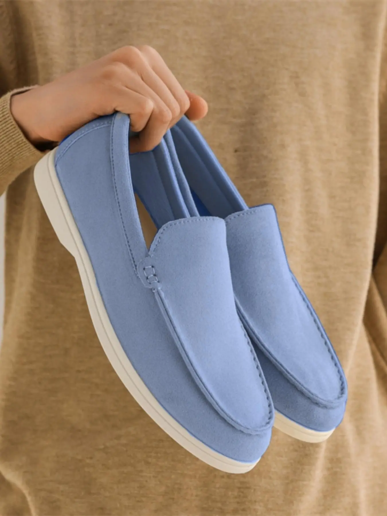Sand Men's Slip-On Flat Loafers Casual Shoes Footwear - Suede Upper+Rubber Outsole+Size 39-44 Men's Range Suitable for Daily Wear+Commute, Comfortable & Versatile+Lightweight & Breathable