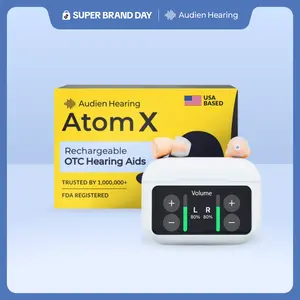 Audien Atom X OTC Hearing Aids for Adults – Premium Rechargeable In-Ear Hearing Aids with Touchscreen Volume Control, No Prescription