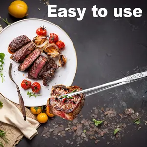 Heavy Duty Stainless Steel Korean BBQ Tongs, Rust Resistant Ergonomic Handle Grill Tongs, Portable for Indoor Outdoor Camping Picnic, Durable Kitchenware for Steak Salad Veggies