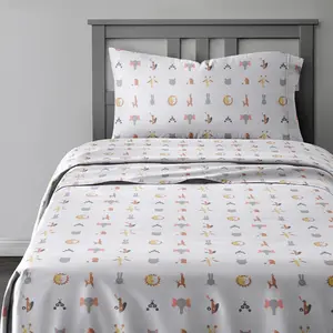 CGK Linens Soft Microfiber Twin/Full Sheet Set - Fun Rainbow, Princess & Sports Prints - 4-Piece Set for Active Sleepers - Deep Pocket Fit - Machine Washable Bedsheet Sets Bedding Set