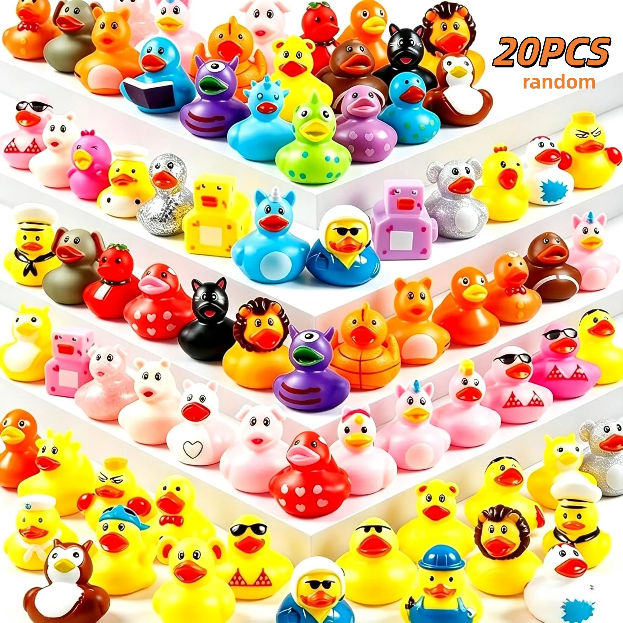 20 Pcs Rubber Ducks, Random Assortment Ducks Bulk for Jeeps Ducking, 2" Mini Rubber Duckies for Baby Toddler Bath Toys, Kids Pool Toys Birthday Gifts Party Favors campingessentials
