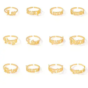 Zodiac Sign Ring - Gold-Plated Stainless Steel Jewelry for Every Astrological Sign