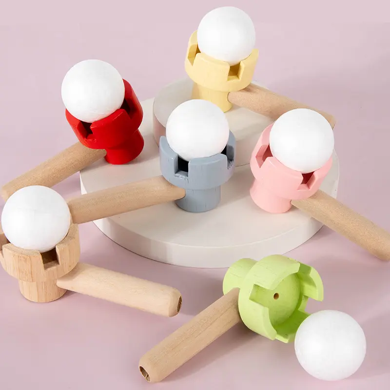 Wooden Children's Suspension Ball Blowing Toy, Classic Nostalgic Magic Ball Game, Colorful Suspension Ball for Sensory Integration Training