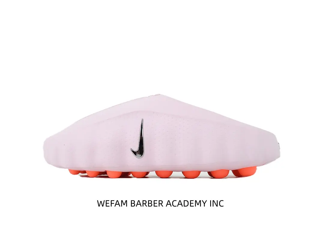 Men Light Pink EVA Mule Slides, Hollow Cut‑Out Upper, Bright Orange Dotted Anti‑Slip Sole Street Casual Slippers