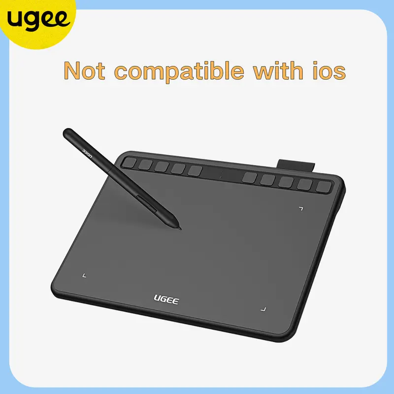 UGEE S640 Graphics Drawing Tablet - Battery-Free Stylus, Tilt Function, 8192 Levels of Pressure Sensitivity & 10 Express Keys | Compatible with Windows PCs and Android Devices, Not Compatible with iOS Systems.Portable drawing tablet