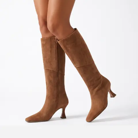 Knee High Boots For Women Kitten Heels Square Toe Side Zipper Comfortable Fashion Elegant Party Dress Shoes Date Office Formal Casual Outdoor Street Style Riding Western Long Tall Boots Footwear