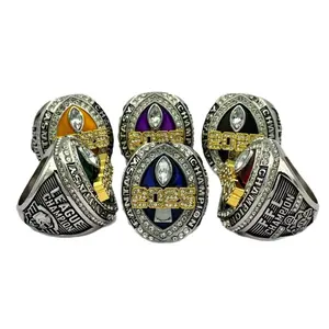 2025 New Fantasy Football Commemorative Ring, Large Ring New Hot-Selling Men's Trendy Ring, Dream Series Ring, Gift for Friends Shiny Zircon Inlaid Cubic Zirconia Single Stone Ring