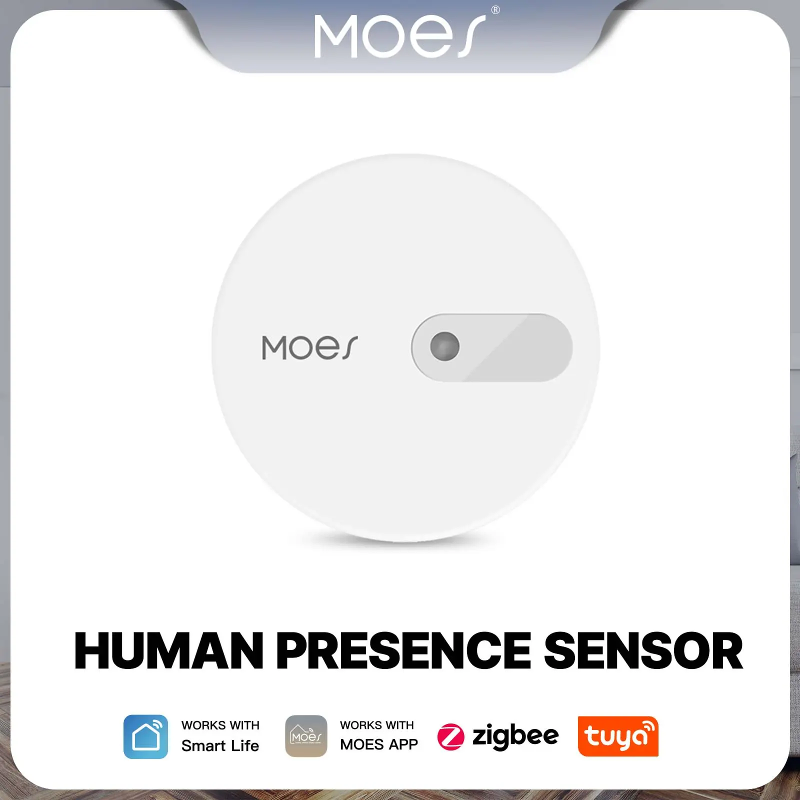 MOES Zigbee Human Presence Sensor with Light Sensing Built-In, 24GHz Radar Detects Stationary Presence, USB Powered, Magnetic Base, Privacy-First Radar Sensing, Wide Environmental Range