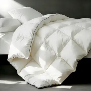 Goose Down Comforter 100% Cotton Shell Luxury Duvet Insert, All Season White Bed Comforter, Medium Warmth, 430 Thread Count