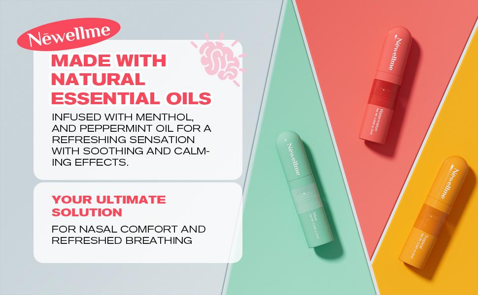 Newellme Nose Stick: Powerful essential oil vapor | in shark tank | breathe in life | fight sleepiness