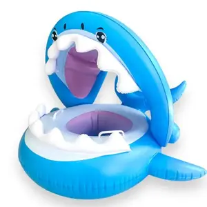Swimming Ring, Cute Inflatable Swimming Circle, Thickened Inflatable Pool Float with Sunshade for Beach Floaties