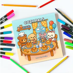 Mara Jane Design Cozy Pals Coloring Book for Kids Teens & Adults Featuring Chibi Animal Friends 12 Years Above Heart-Meltingly Cute Scenes Relaxing Coloring