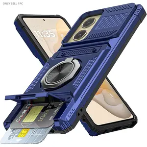 Phone Case with Card Holder, 360° Magnetic Rotated Ring Kickstand Adjustable Dual Layer Protective Wallet Phone Case, Phone Accessories for Motorola Moto G Series, Cover, Smartphone