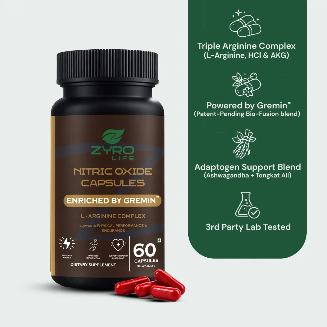 Zyro Life Nitric Oxide Capsules – Gremin Formula for Circulation, Endurance & Muscle Pump Support