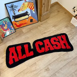 3D Tufted Area Rug - All Cash Money-Themed, Cool Purple Tufted Rugs for Teen Rooms