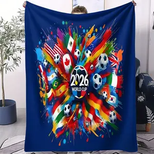 1 Single-Sided Printed Plush Blanket Featuring The 2026 World Cup Pattern, Soft, Warm, And Lightweight, Suitable For Bed, Sofa, Car, Or Room Decoration, a Gift For Football Fans