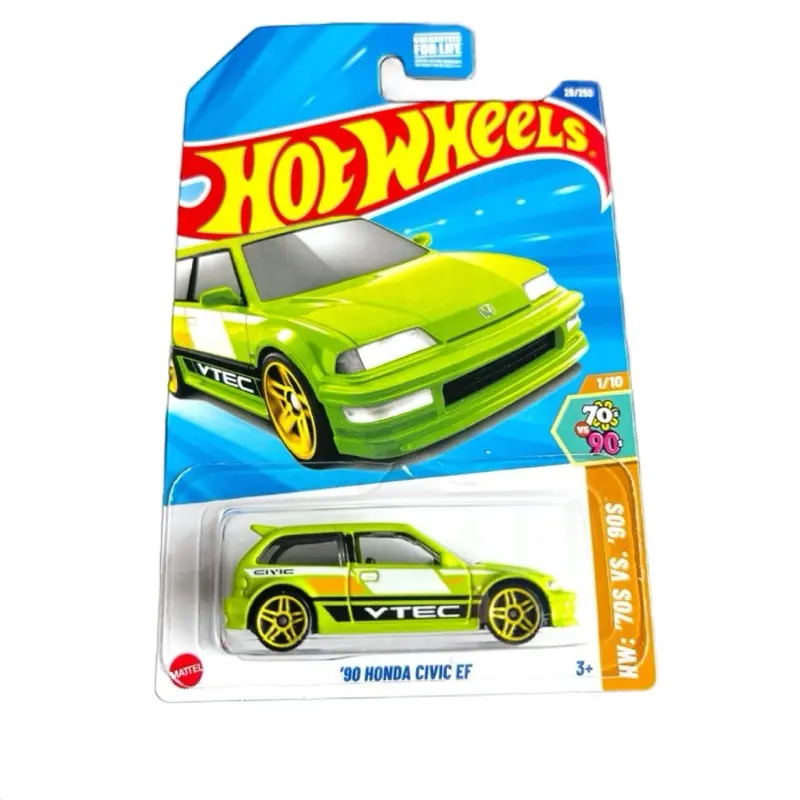 Hot Wheels '90 Honda Civic EF VTEC Green Die-Cast Car 1/10 70s-90s Series Collectible Toy
