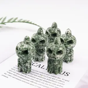Natural Crystal Pumpkin Ghost Halloween Jade Crystal Yellow Jade Tiger Stone Prismatic Carved Magic Wizard Cat Children's Science Education Gift Home Decoration Item Display Gift