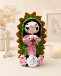 Handmade Our Lady of Guadalupe-Inspired Virgin Mary Crochet Doll, 20cm Catholic Religious Decor, Prayer Room Home Altar Ornament, Gift for Mom