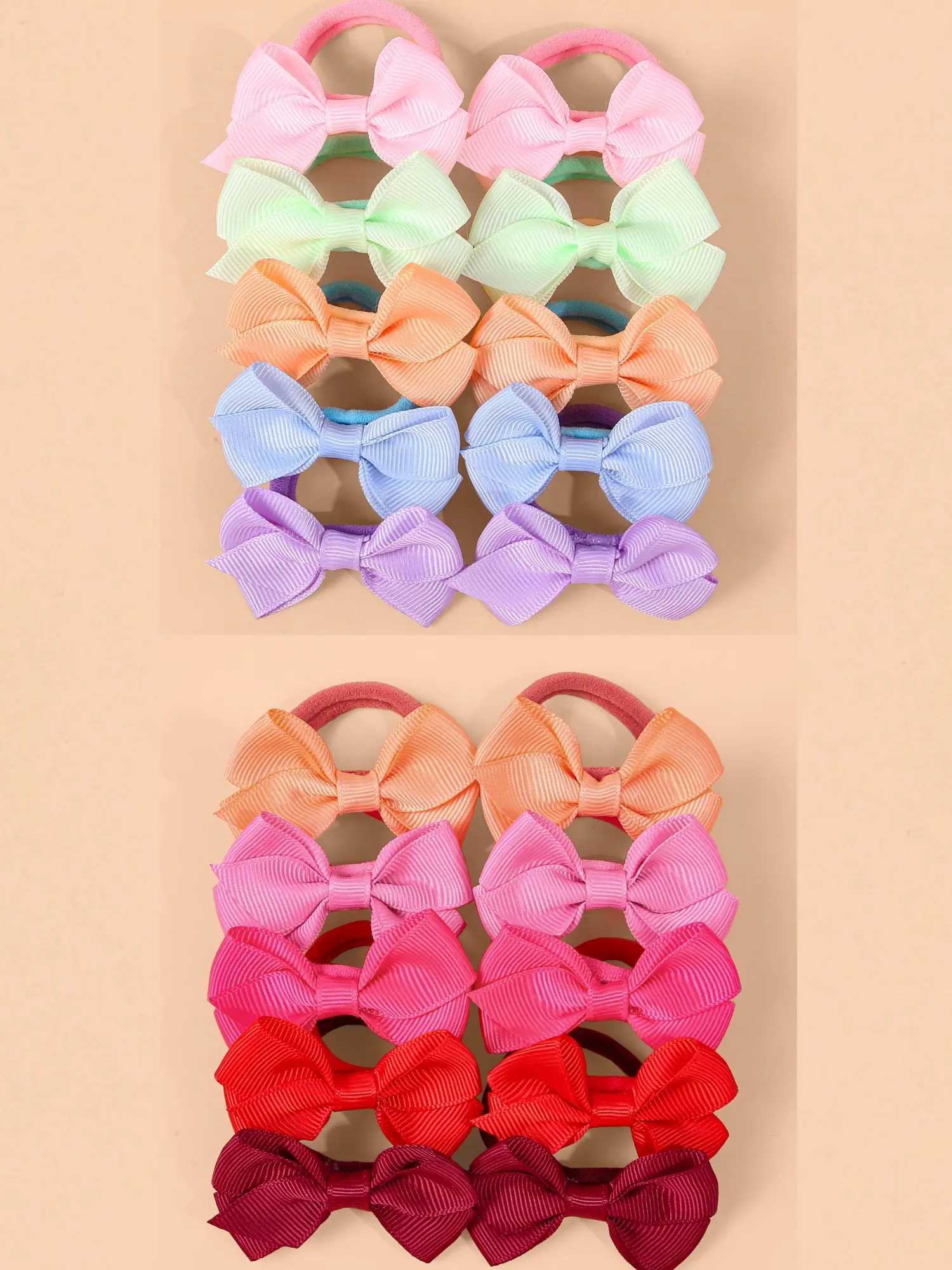 Girls' Tail Bow Hair Tie Set, Simple Fashion Ponytail Holder, Perfect for Home Play School Daily Wear, Elastic Hair Accessory Set, Hair Accessories Sets, Hairstyle Accessory, Hair Decor, 20 Pieces