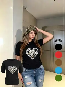 Women's Fashion Pearl Print Knit Sweater, Elegant Comfortable Casual Round Neck, Summer New Pure Color Multi-Color Short Sleeve Pullover