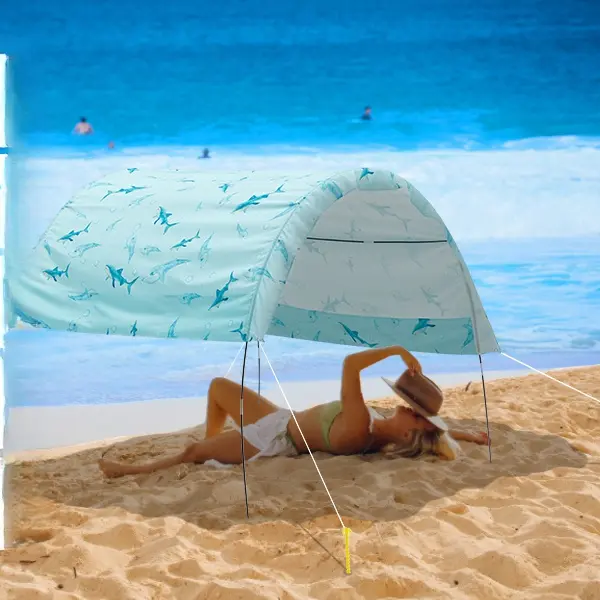 Beach Shade Canopy,Sun Shade Beach Tent with UPF 50  UV Protection,Beach Canopy 9FT,Outdoor Shade with Carry Bag for Camping, Backyard, Picnics