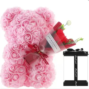 Bear Design Artificial Rose Bouquet, Romantic Gift for Anniversary, Wedding Party Decoration, Suitable for Valentine's Day, Mother's Day