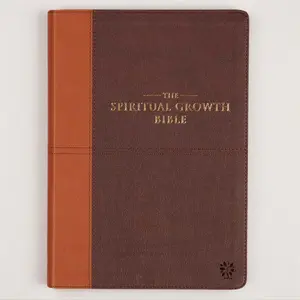 Two-tone Espresso and Toffee Brown Faux Leather Spiritual Growth Bible