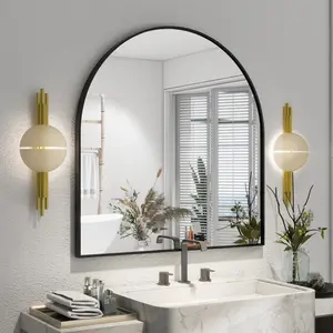 34x32 Arched Bathroom Mirror Vanity Wall Mirror,Black