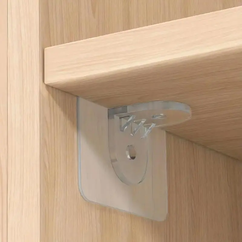 10pcs Clear Self Adhesive Shelf Bracket, Strong Adhesive Wardrobe Partition Bracket, Transparent Shelf Support Tool Organiser