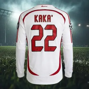 06 07 Away Soccer Jersey KAKA 22# Fan Edition Long Sleeve Jersey White Red
