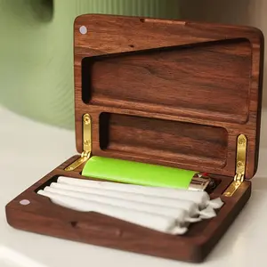 Premium Walnut Rolling Box, Keep Your Gear Organized, Durable Storage Solution, Perfect for Travel & Home Use, Stylish Design