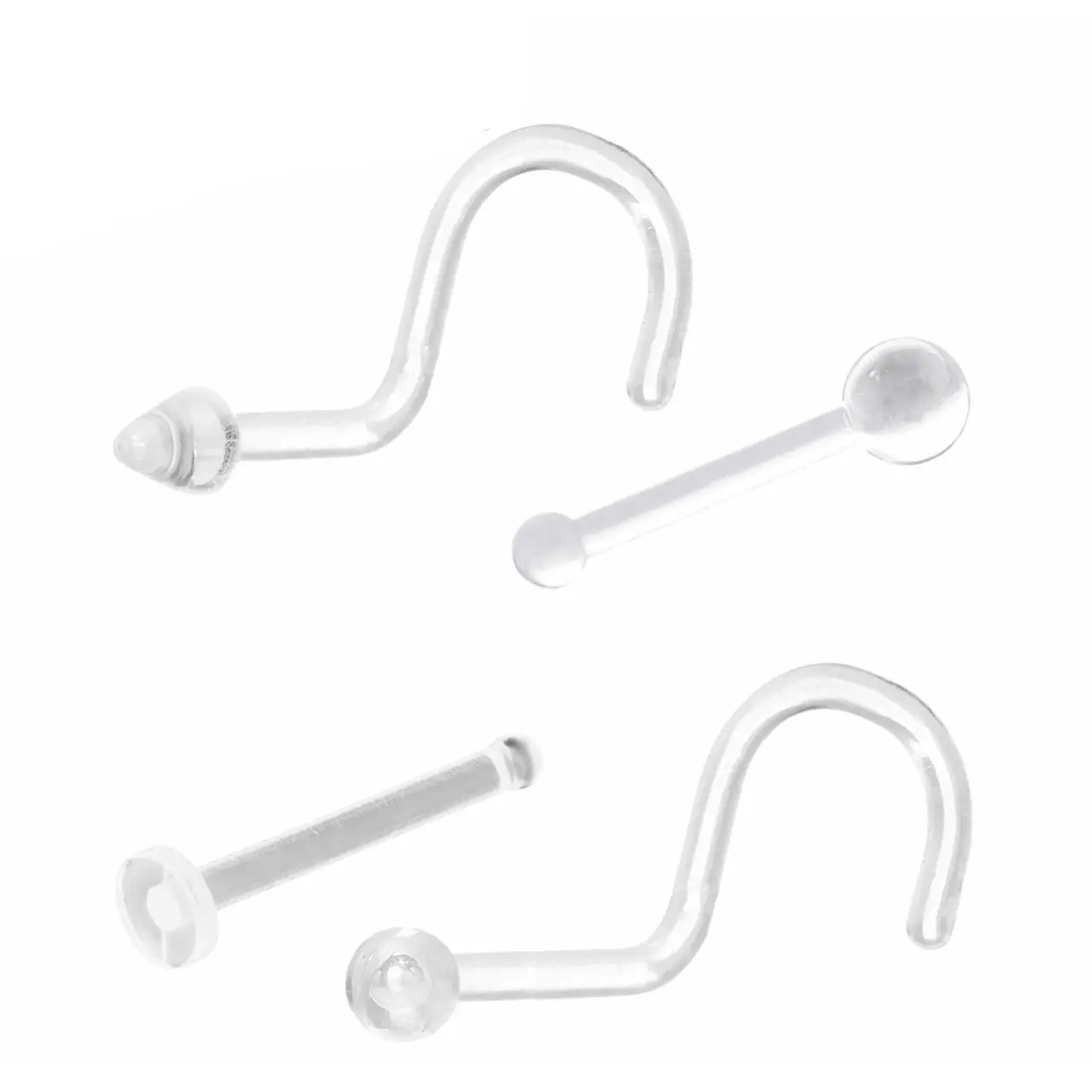 Invisible Assorted 18ga 20ga Nose Piercing Retainers 4 Pack