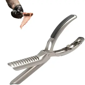 Stainless Steel Rib Membrane Remover Tool, Pig Ribs Skin Scraper with Ergonomic Handle, Kitchen BBQ Meat Trimming Clamp, Bbq Grilling Accessories